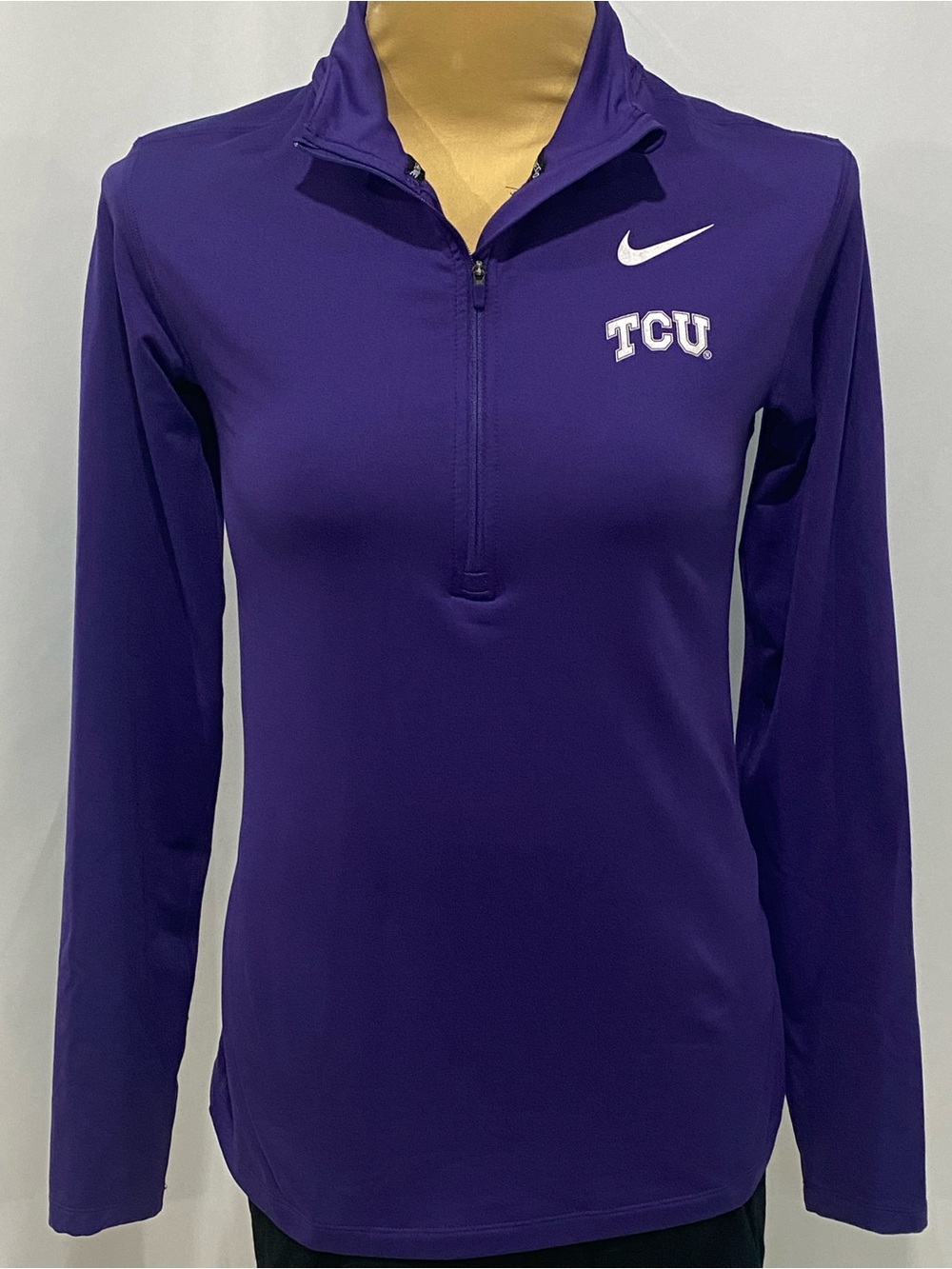 Women's Nike TCU Horned Frogs Element Fitted Quarter-Zip Pullover size Large